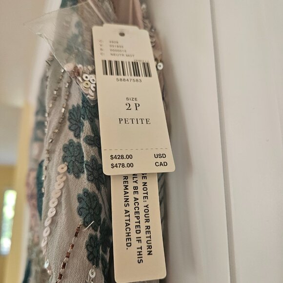 Anthropologie Sylvia Beaded Fringe Maxi Dress 2P NWT Petite Glam - Picture 4 of 4